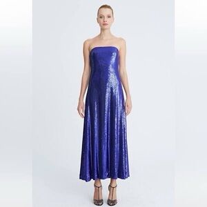 Halston Talia sequin Purple bustier cocktail gown